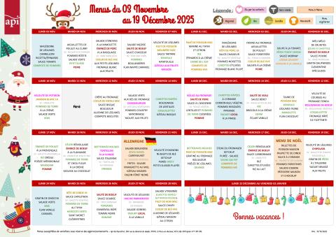 menus du 03 novembre au 19 décembre 2025