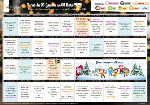 Menus du 05/01/2026 au 06/03/2026